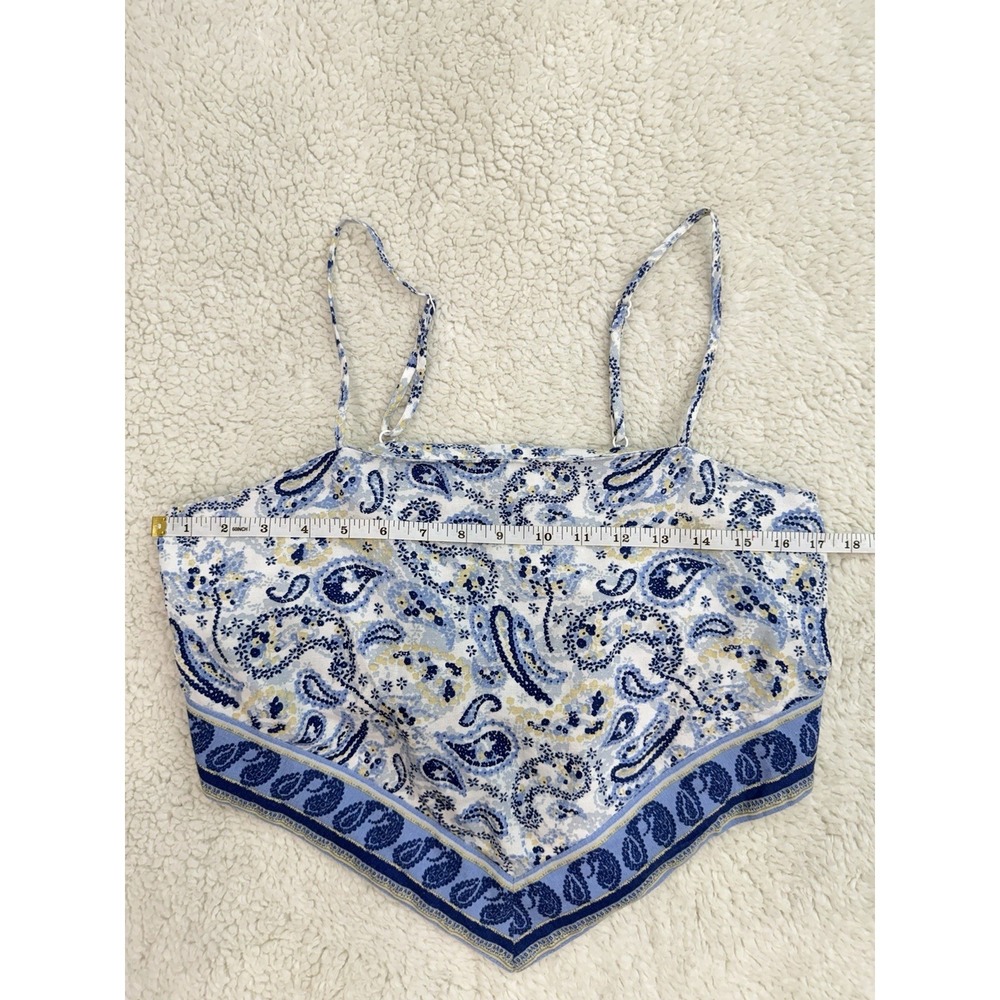 Midnight Sky Boho Crop Top Large Cotton Flax Blend Short Sleeve Festival - Picture 5 of 9